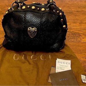 Gucci Black and Gold Studded Shoulder Bag